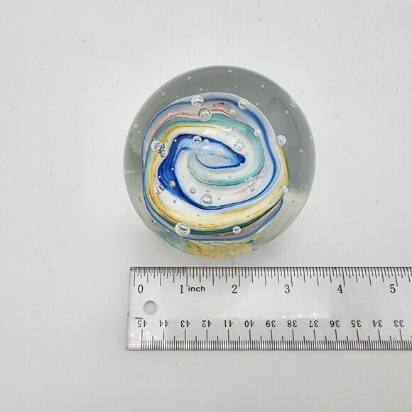 Ribbon Swirl Controlled Bubble Glass Paperweight - Picture 4 of 4